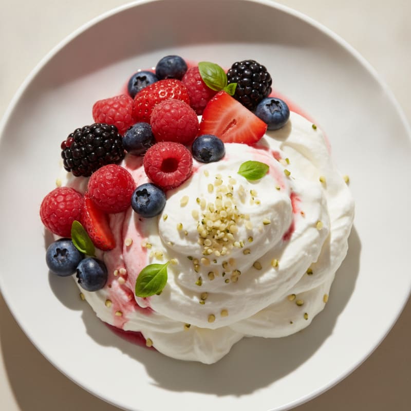 Greek Yogurt Protein Mousse with Mixed Berries