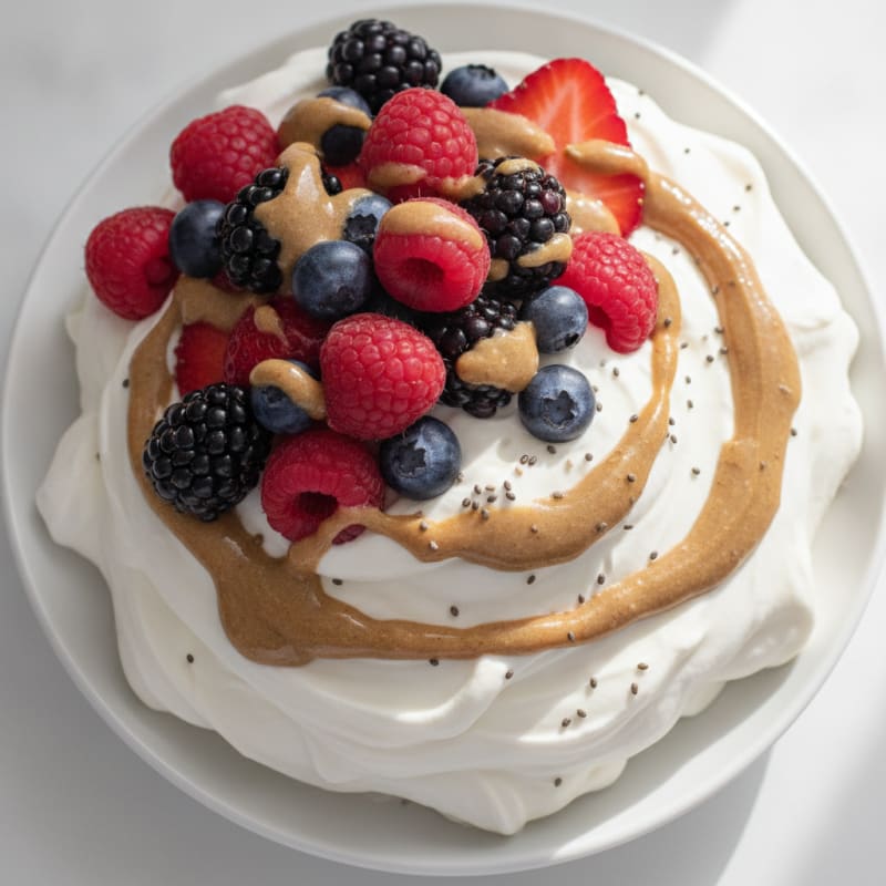 Greek Yogurt Protein Mousse with Mixed Berries