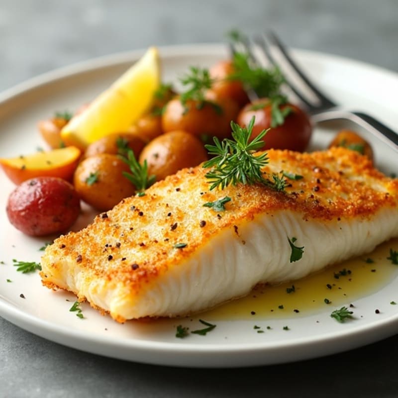 Crispy Baked Cod with Lemon Herb Roasted Potatoes