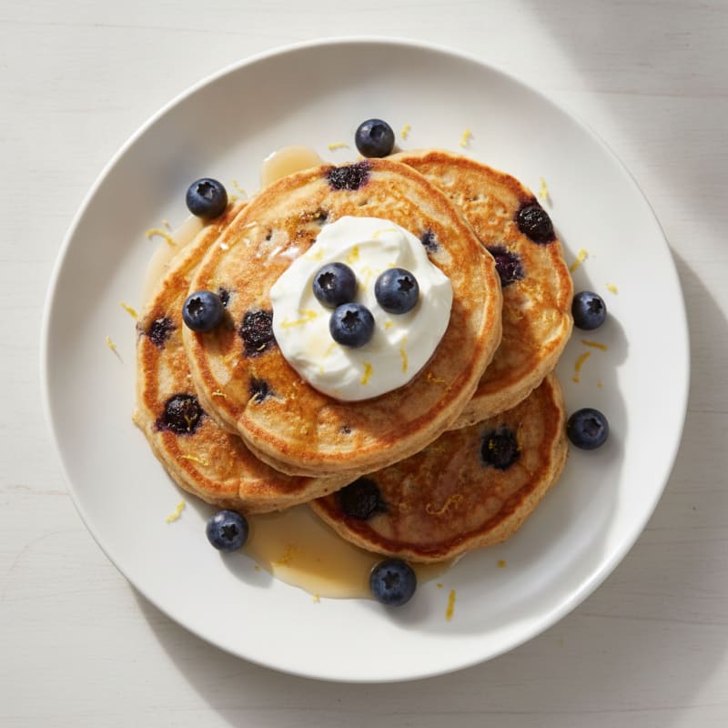 Blueberry Ricotta Pancakes with Lemon Zest
