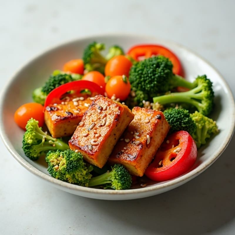 Sweet Maple Glazed Tempeh with Sesame Vegetables
