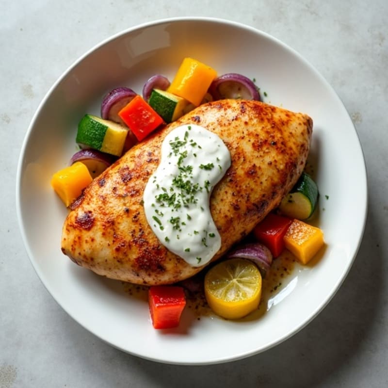 Spiced Creamy Chicken with Roasted Vegetables