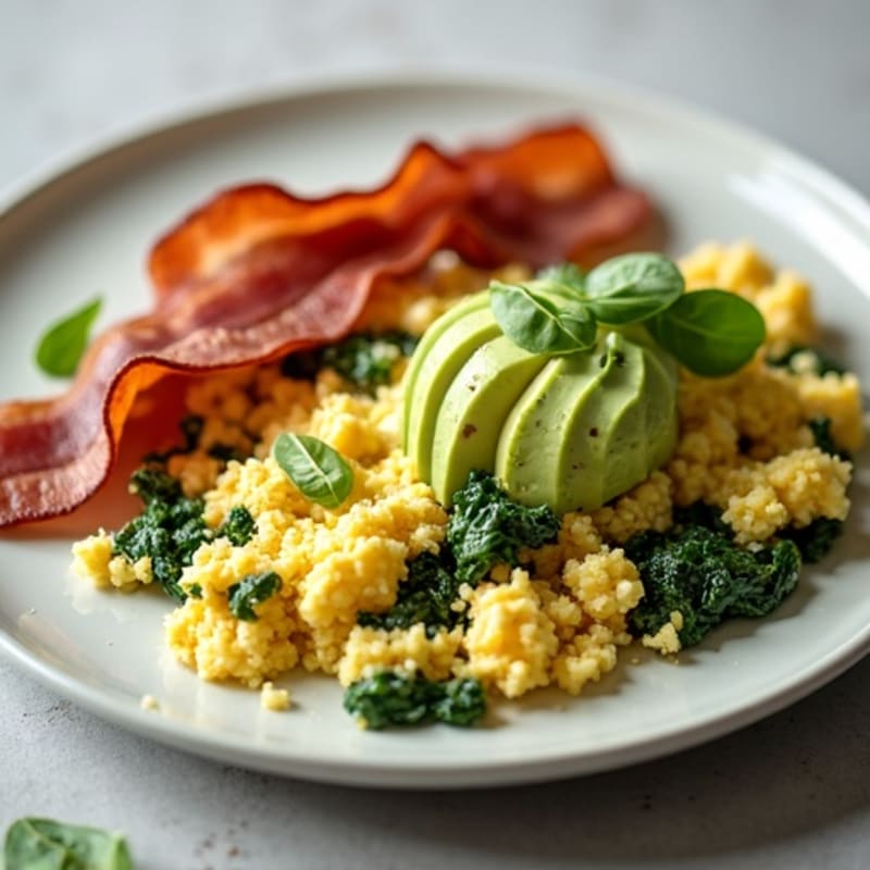 Egg White Scramble with Spinach and Turkey Bacon