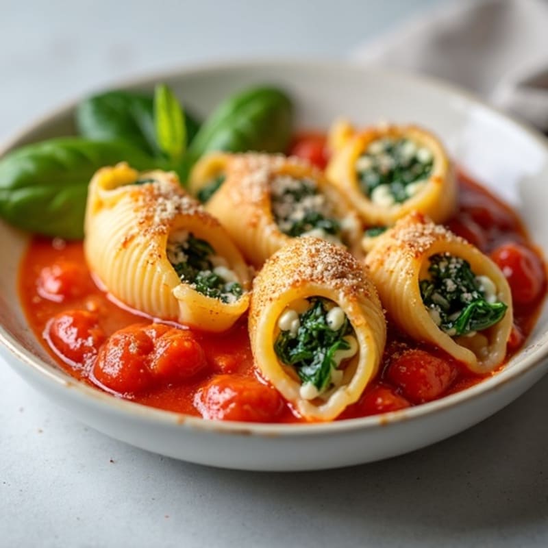 Creamy Ricotta-Spinach Stuffed Pasta Shells