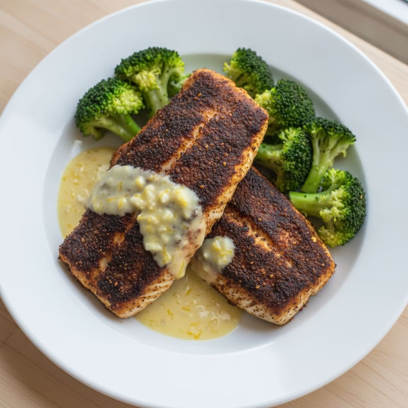 Cajun Blackened Catfish with Lemon Aioli