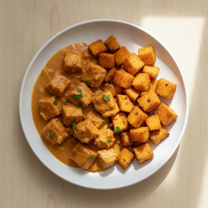 Butter Chicken with Roasted Sweet Potatoes