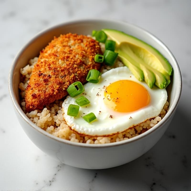Crispy Chicken and Egg White Rice Bowl