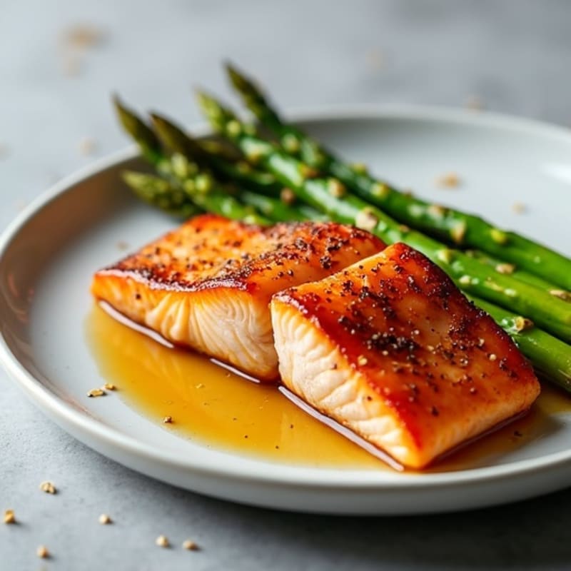 Maple Glazed Salmon with Crispy Roasted Asparagus