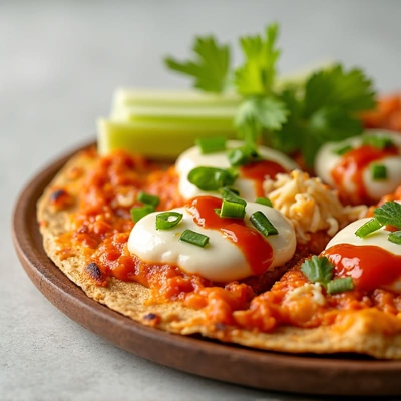 Healthy Buffalo Chicken Pizza with Fresh Celery