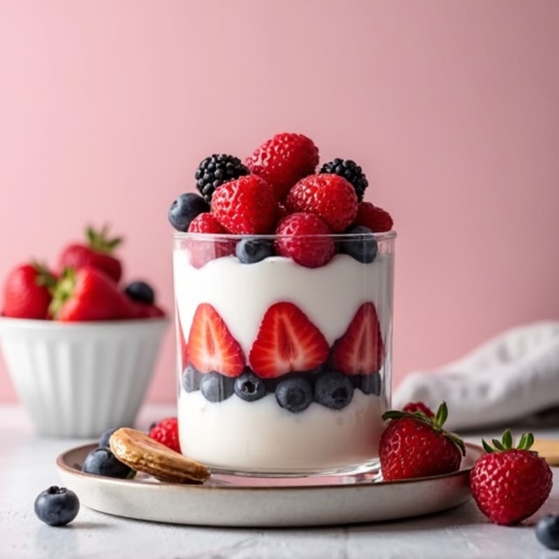 Greek Yogurt Protein Parfait with Mixed Berries and Almond Butter