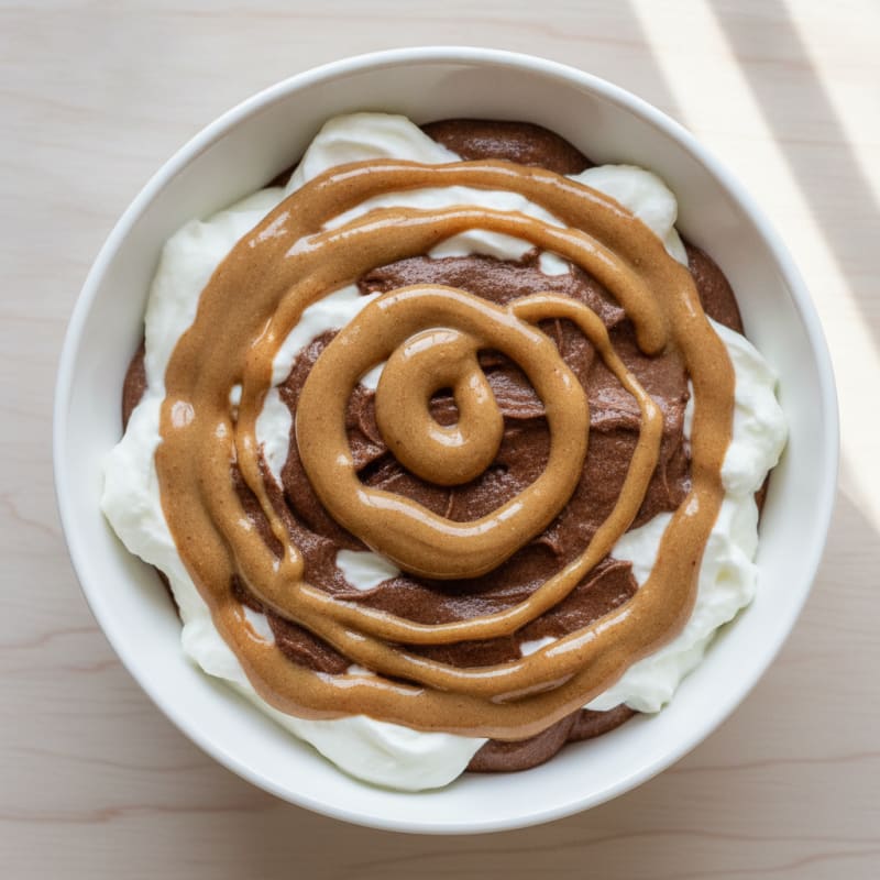Silky Greek Yogurt with Chocolate Protein and Almond Butter Swirl