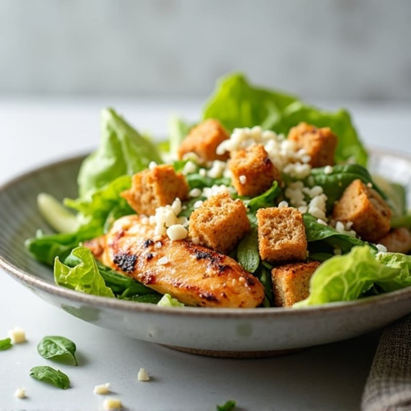 Grilled Chicken Caesar Salad with Crispy Romaine