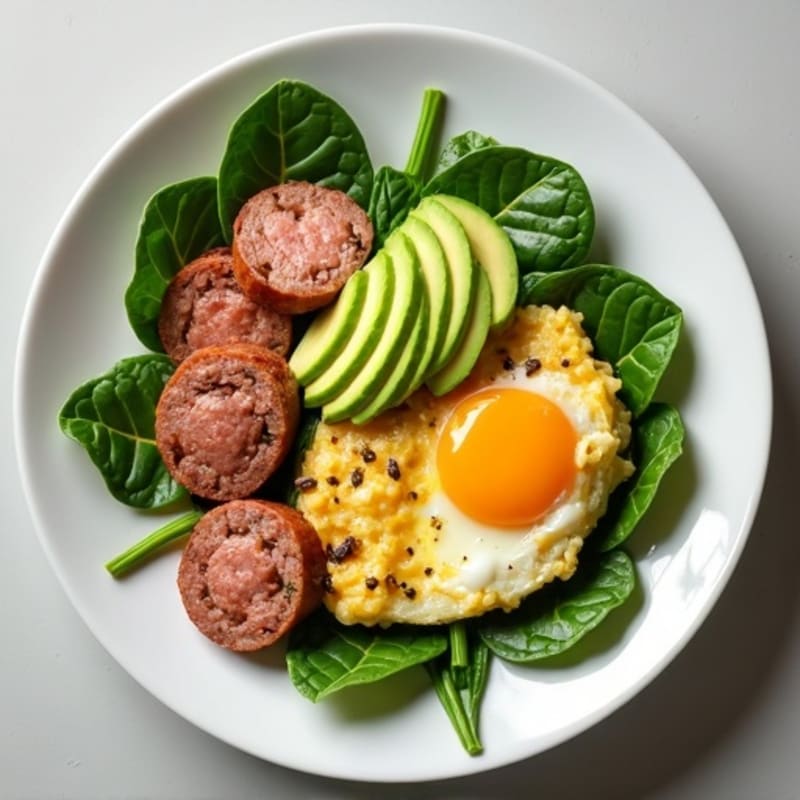 Egg White and Turkey Sausage Scramble with Spinach