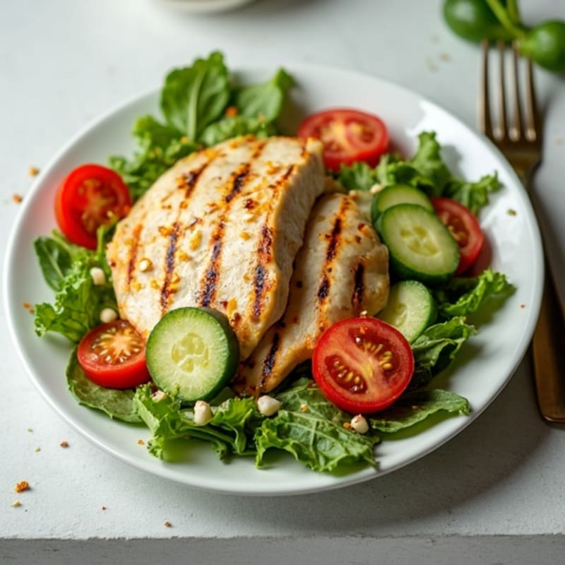 Grilled Chicken Salad with Cucumber and Tomato