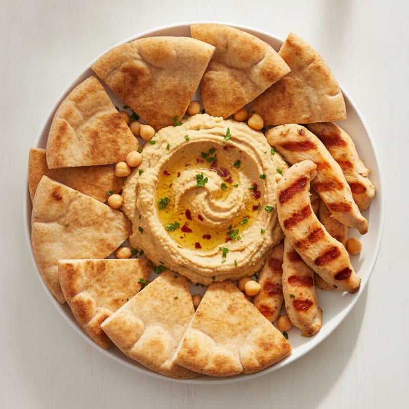 Roasted Red Pepper Hummus with Toasted Pita
