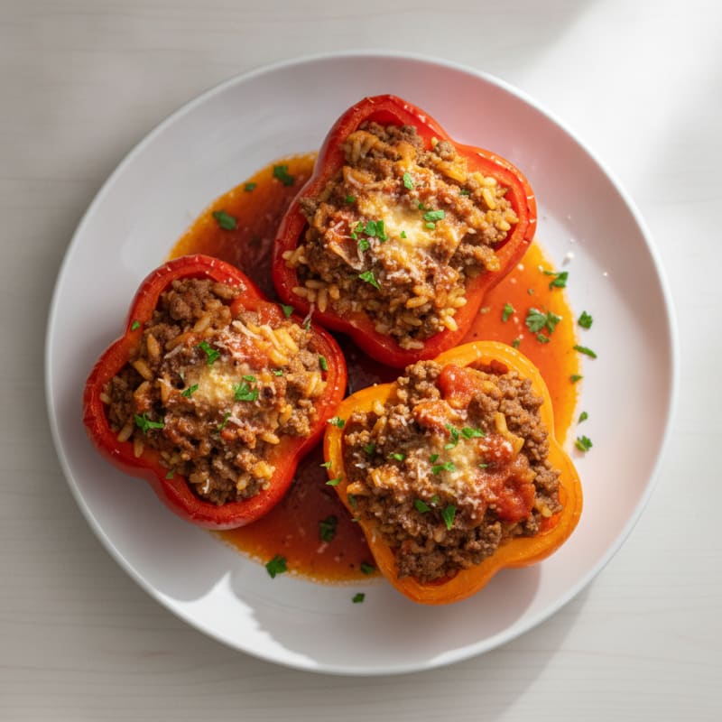 Beef and Rice Stuffed Bell Peppers