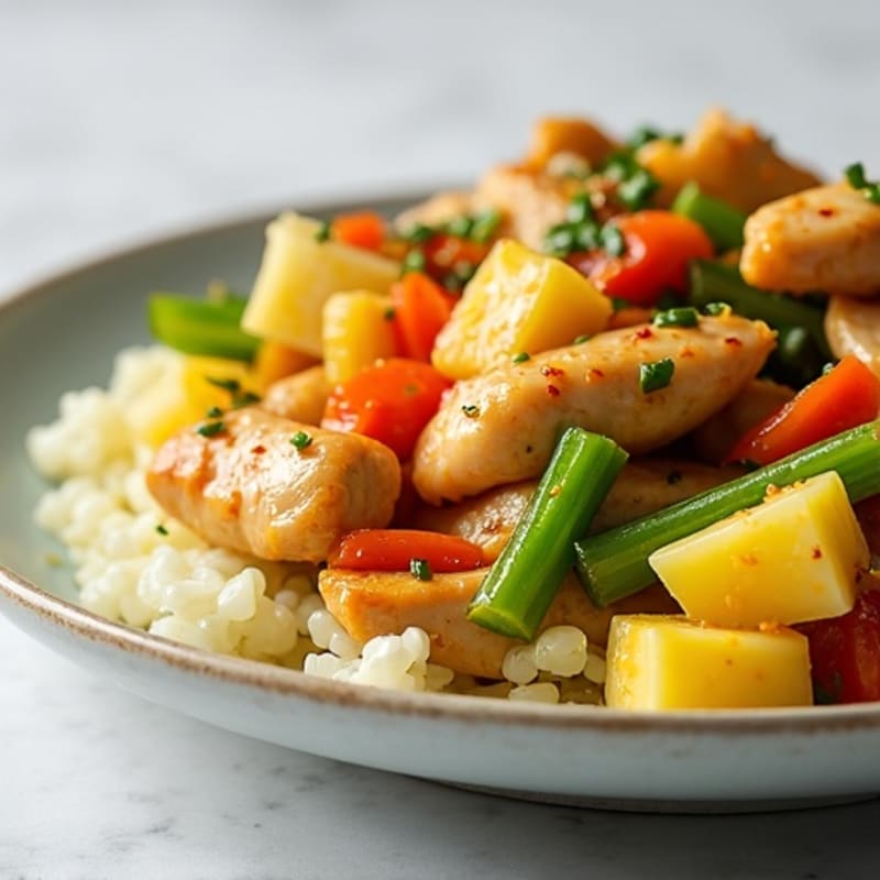 Pineapple Chicken Stir-Fry with Crispy Celery