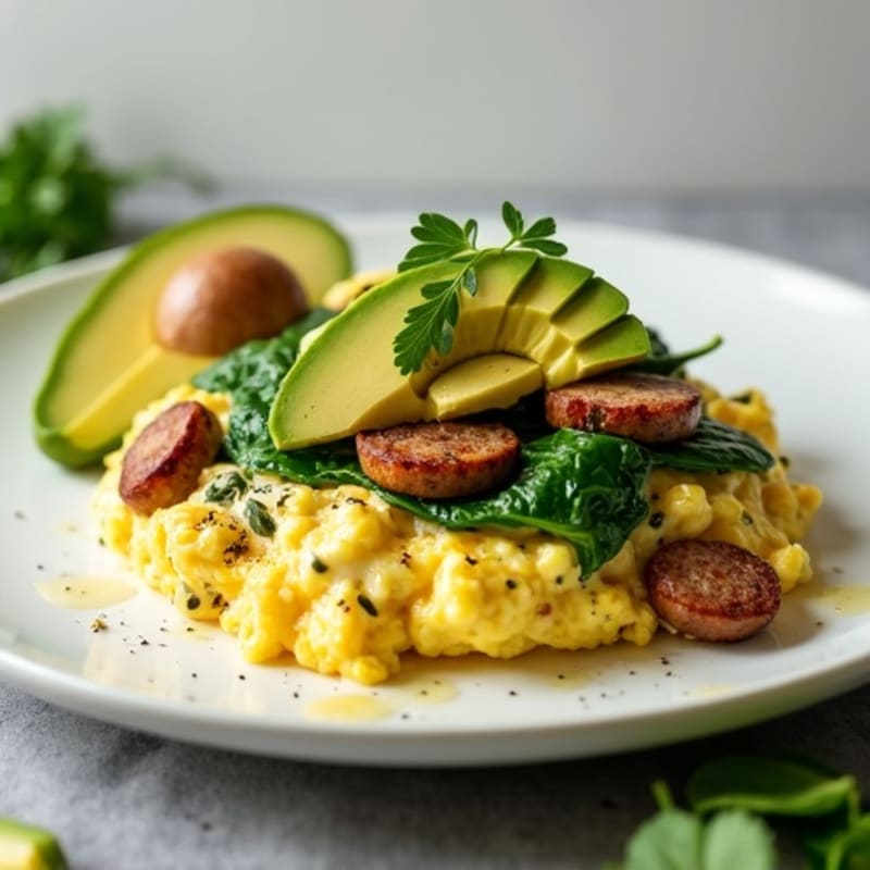 Egg White Scramble with Spinach and Turkey Sausage
