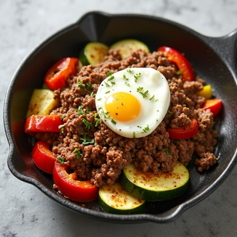 Hearty Lean Beef and Roasted Vegetable Skillet