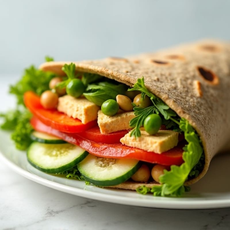 Fresh Crunchy Veggie and Creamy Hummus Wrap