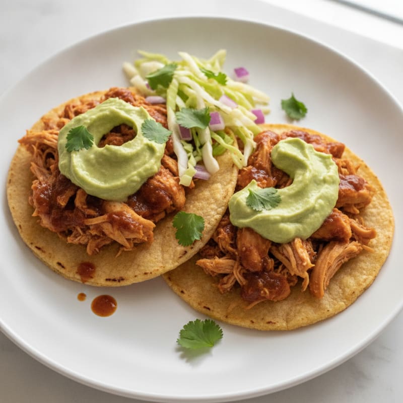 Chipotle Chicken Tostadas with Avocado Crema