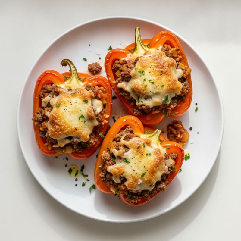 Beef and Rice Stuffed Bell Peppers
