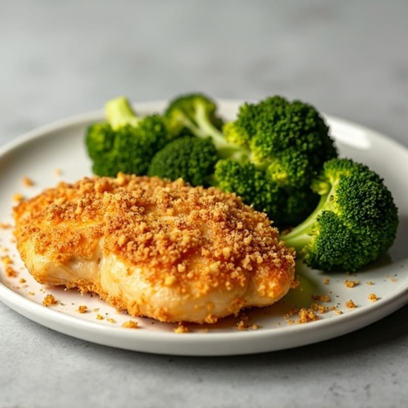 Crispy Garlic Parmesan Chicken with Roasted Broccoli