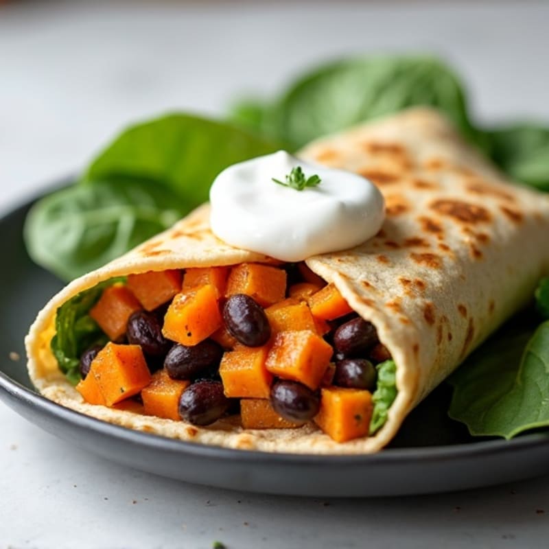 Crispy Black Bean Sweet Potato Burrito