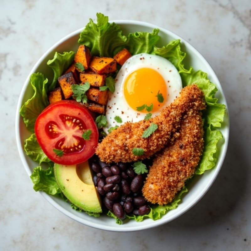 Crispy Chicken Taco Bowls with Roasted Sweet Potatoes