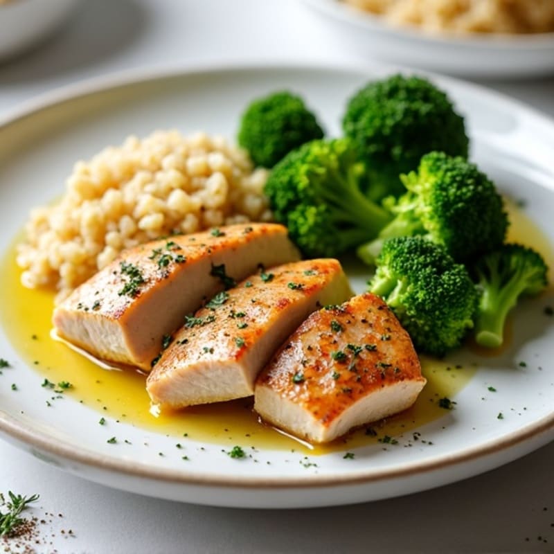 Herb-Roasted Turkey Breast with Steamed Broccoli and Quinoa