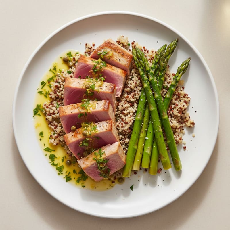 Pan-Seared Tuna with Lemon-Herb Sauce