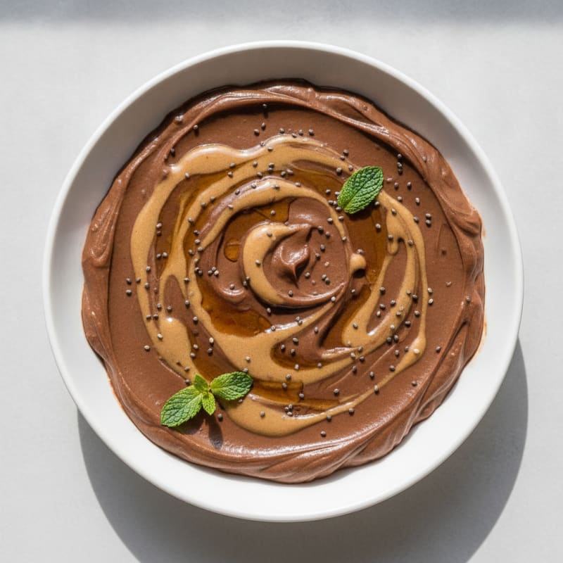 Silky Chocolate Protein Pudding with Greek Yogurt and Almond Butter Swirl