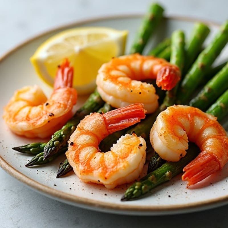 Crispy Garlic Shrimp with Roasted Asparagus