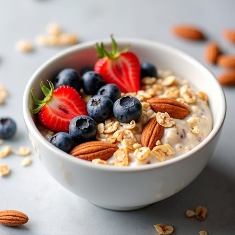 Creamy Protein Oatmeal with Fresh Berries and Toasted Nuts