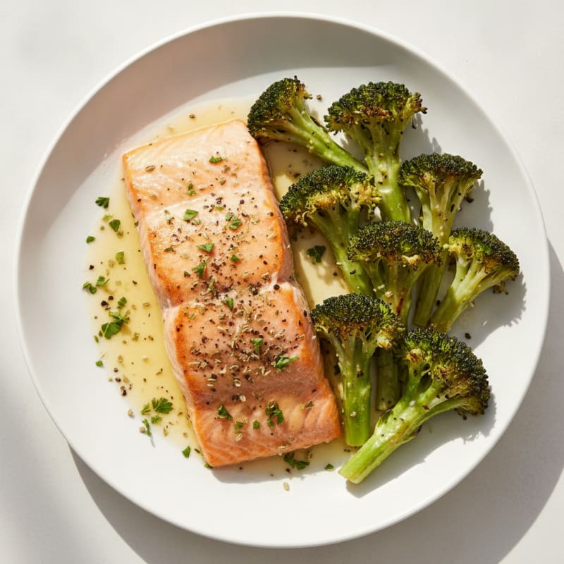 Lemon-Herb Baked Salmon with Roasted Broccoli
