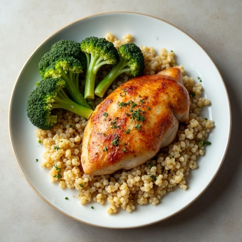 Roasted Chicken with Quinoa and Crispy Broccoli