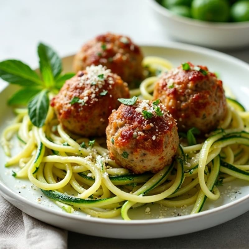 Herb-Seasoned Turkey Meatballs with Zucchini Noodles
