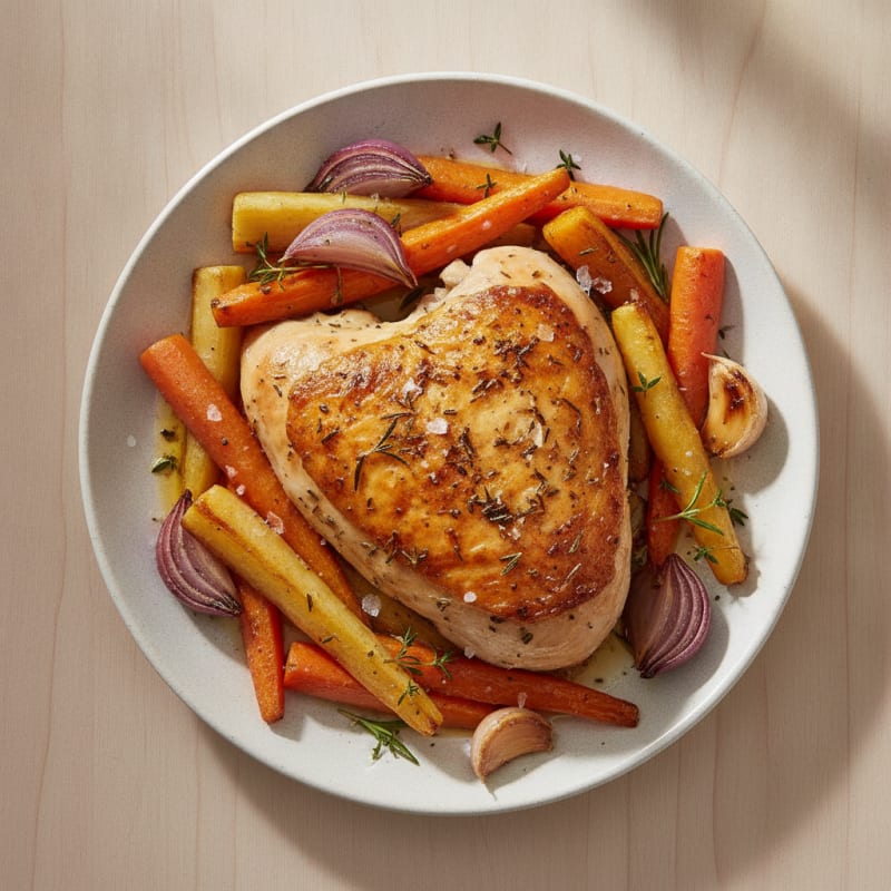 Garlic Herb Roasted Chicken with Root Vegetables