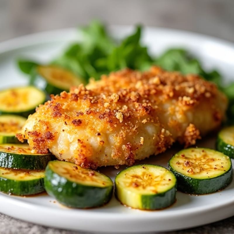Crispy Parmesan Chicken Breast with Roasted Zucchini