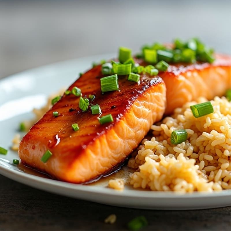 Honey-Garlic Glazed Salmon with Ginger Rice