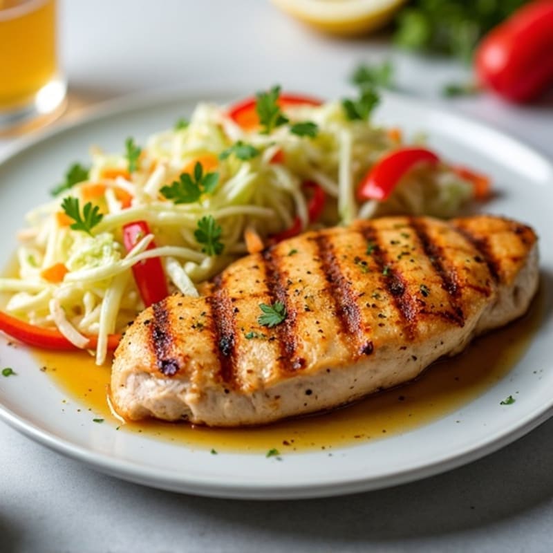 Grilled Chicken Breast with Crunchy Vegetable Slaw