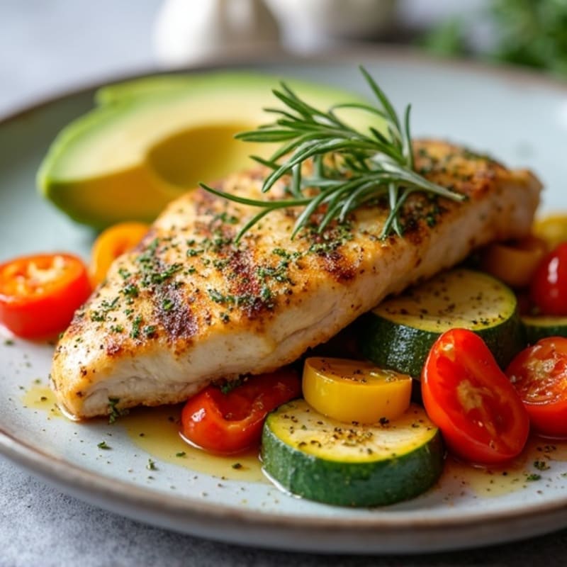 Herb-Crusted Pan Seared Chicken with Roasted Vegetables
