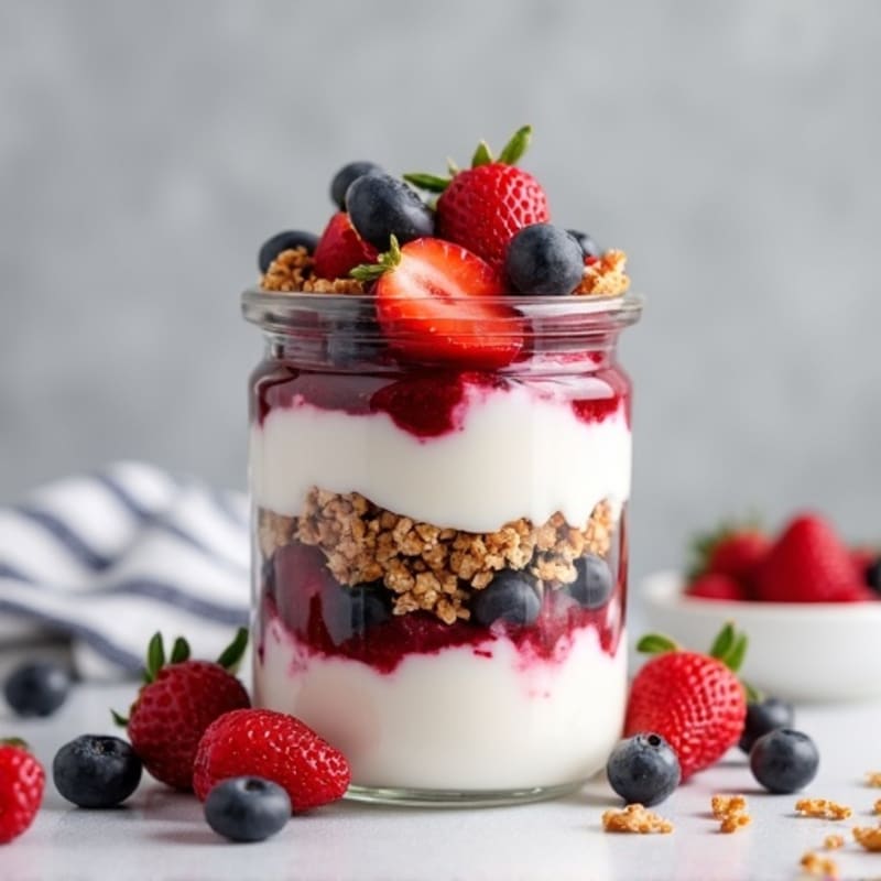 Creamy Greek Yogurt Parfait with Mixed Berries and Protein Granola