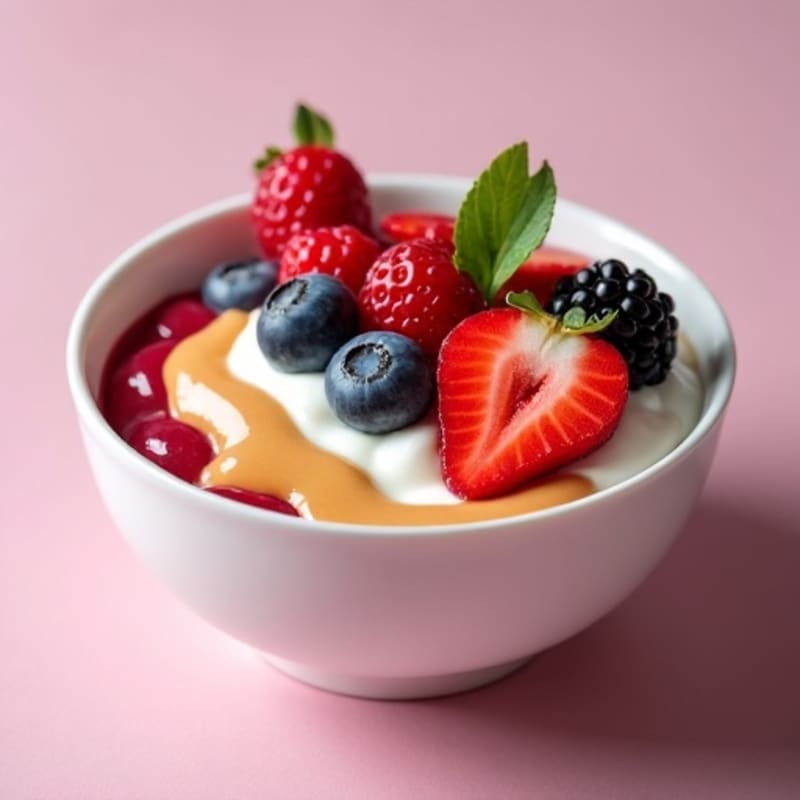Greek Yogurt Protein Bowl with Mixed Berries and Almond Butter