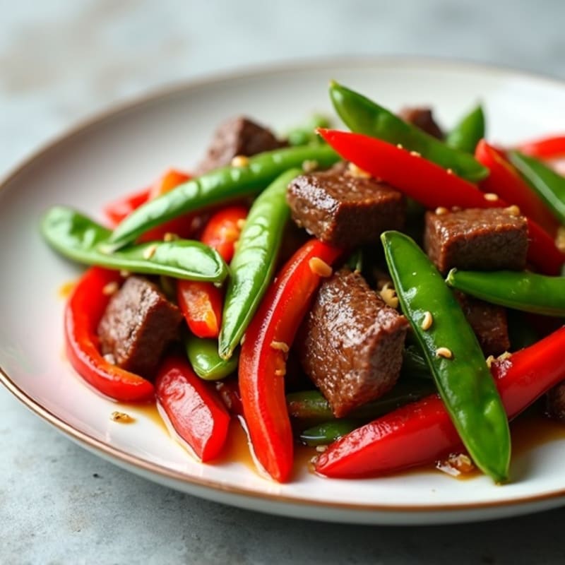 Lean Beef Stir Fry with Bell Peppers and Snap Peas