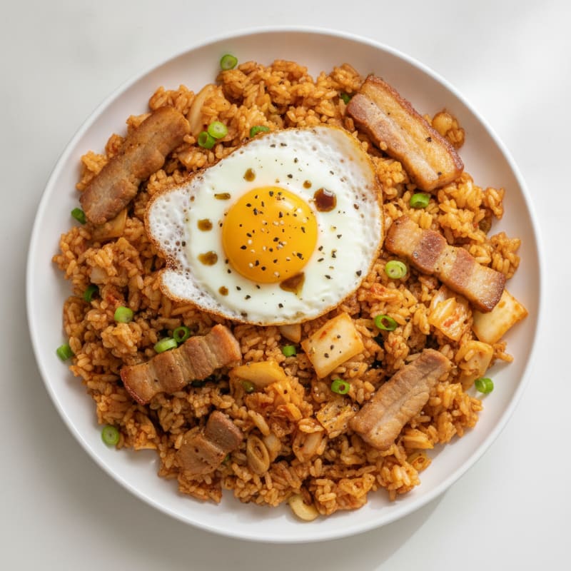 Kimchi Fried Rice with Pork Belly