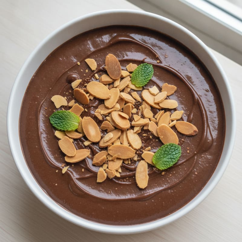 Silky Chocolate Protein Pudding with Toasted Almonds