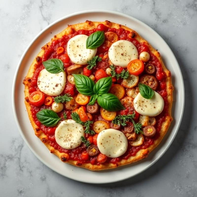 Crispy Chicken Crust Pizza with Roasted Vegetables