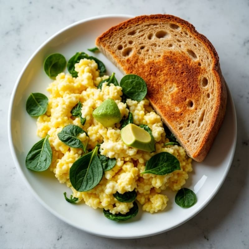 Egg White Scramble with Turkey Breast and Spinach