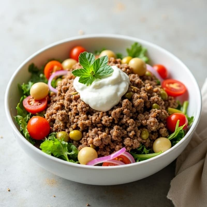 Savory Lean Ground Beef Salad with Creamy Dill Pickle Dressing
